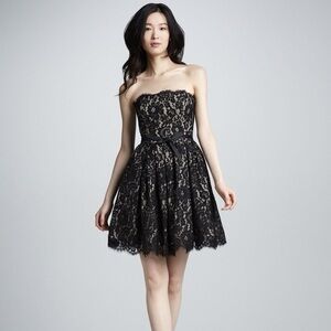 🆕 Elegant Black Lace Strapless Dress